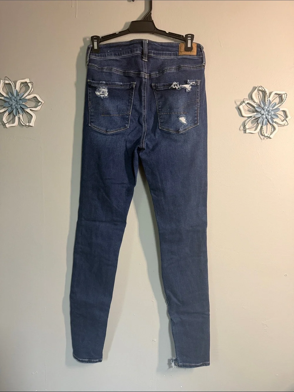 American Eagle Outfitters Dark Blue Ripped Skinny Jeans